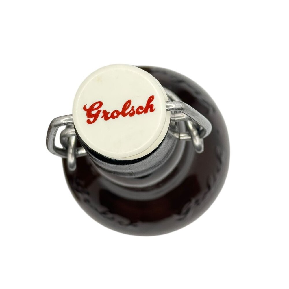 Vintage Grolsch Swing-Top Amber Glass Beer Bottle 16 Oz With Embossed Logo
